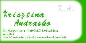 krisztina andrasko business card